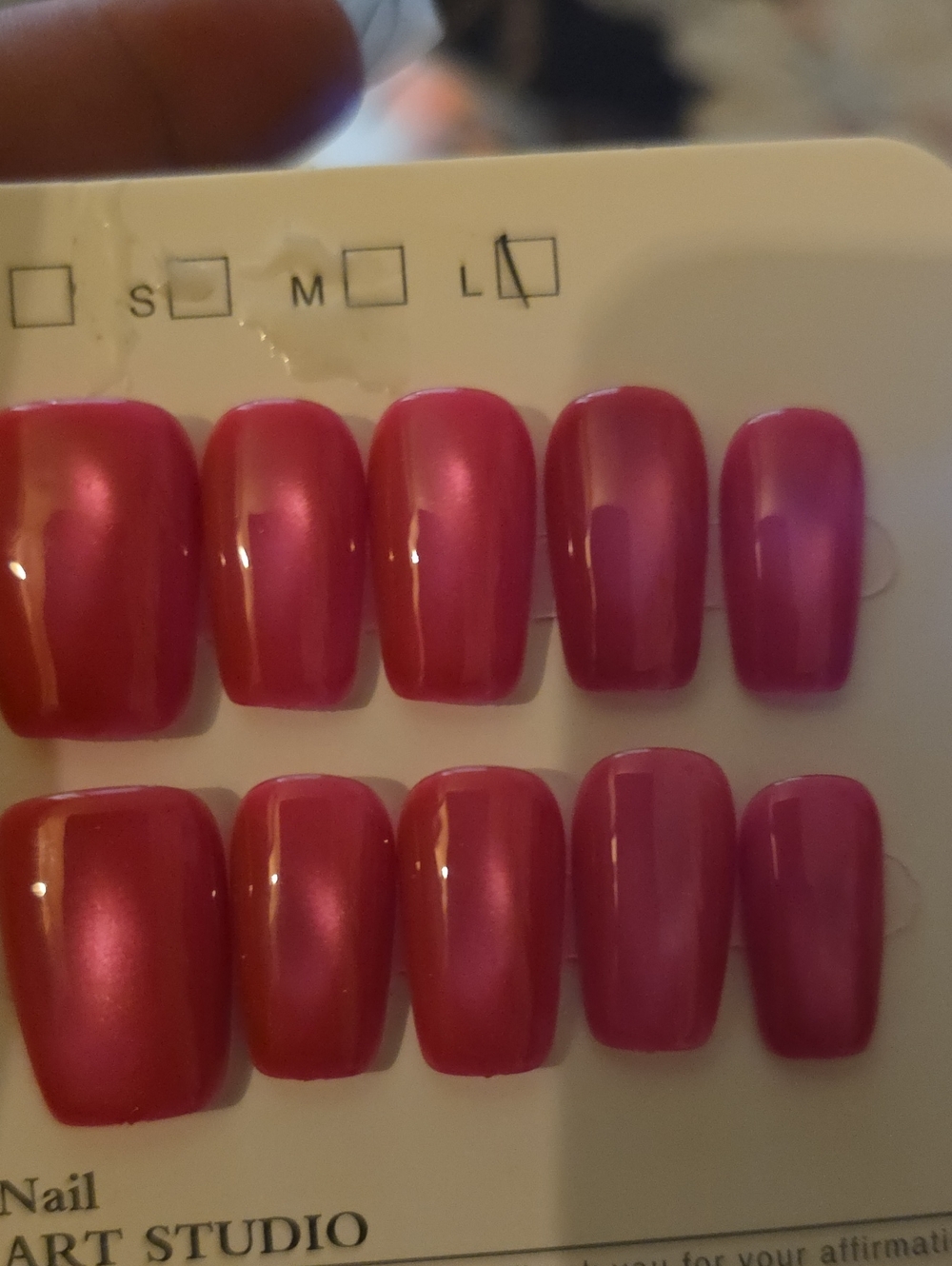 Unbranded Pink Press-On Nail Set - Shiny Fuchsia Finish 05458